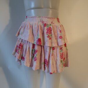 Floral Pink Tiered Skirt